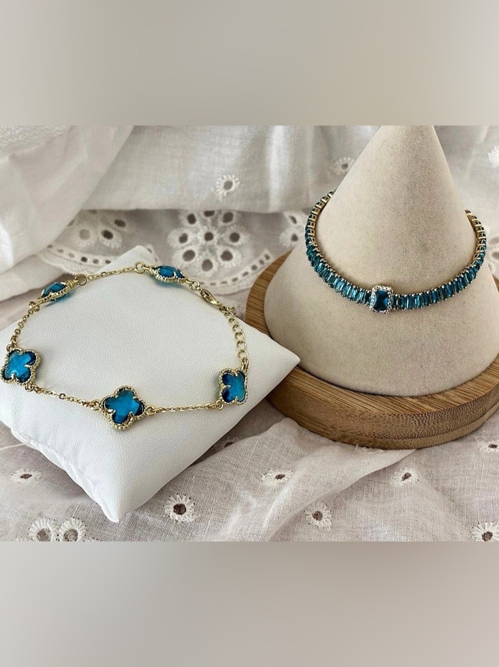 Blue Clover Bracelet  Set